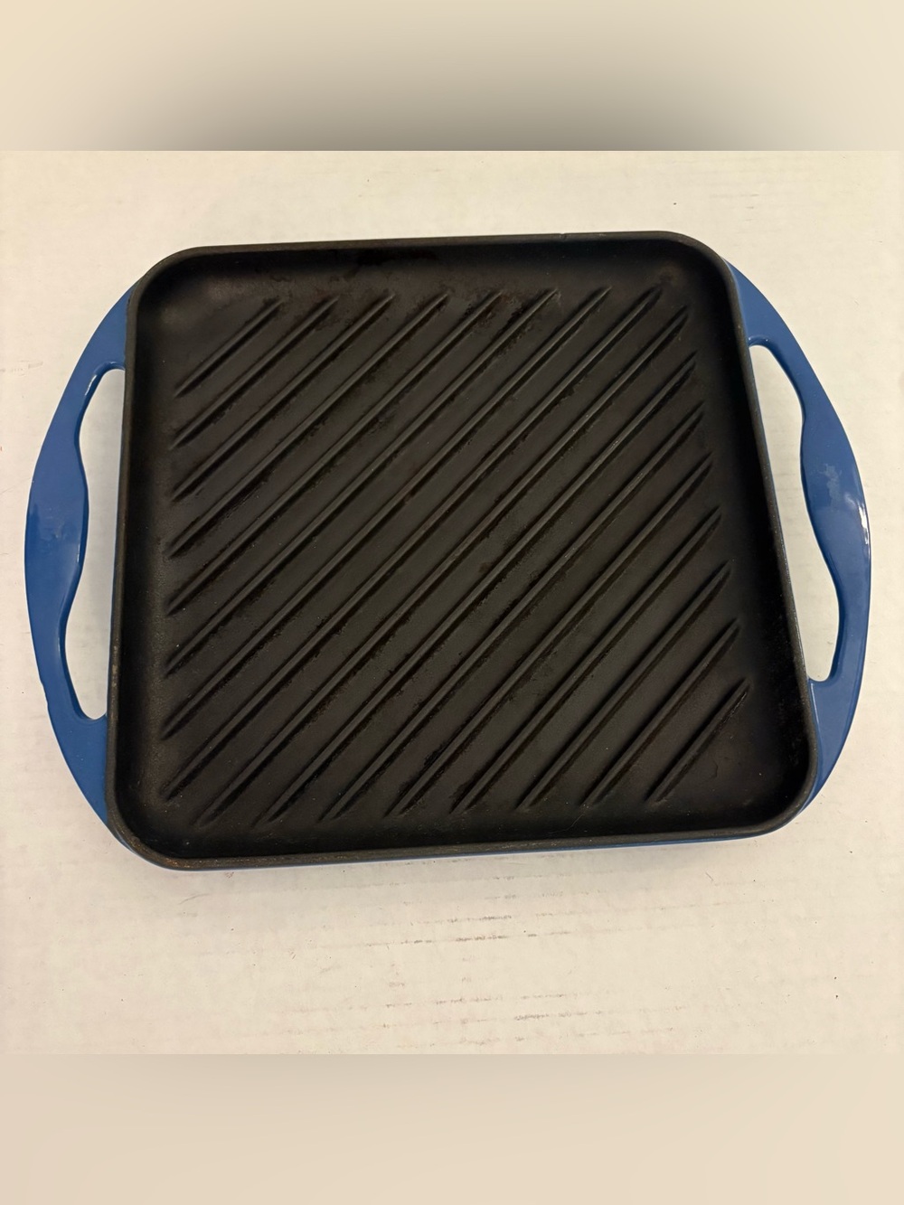 Le Creuset Blue Square Enameled Cast Iron Griddle Pan 9.5" x 9.5" France